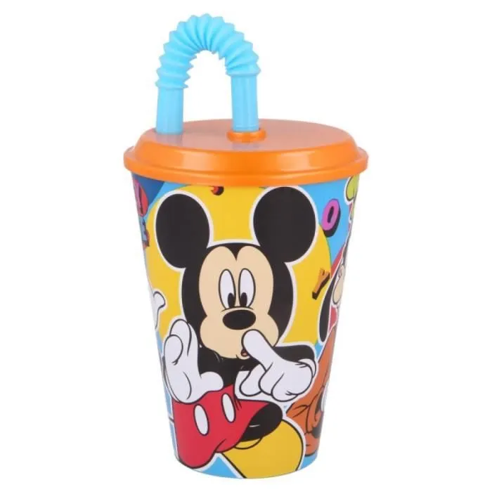 Gobelet avec paille Disney - naranja y azul - 9x16.5x9 cm-0