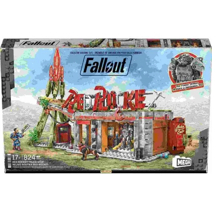 MEGA Coffret Relais Routier Red Rocket Fallout, 824 éléments, 2 Personnages articulés et Accessoires HXT00-6