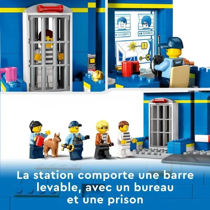 LEGO® City 60370 La Course-Poursuite au Poste de Police, Voiture en Jouet et Moto, Prison-4