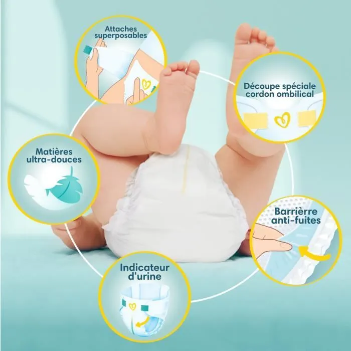 112 Couches Premium Protection Taille 1 (2kg - 5kg) - Pampers-1