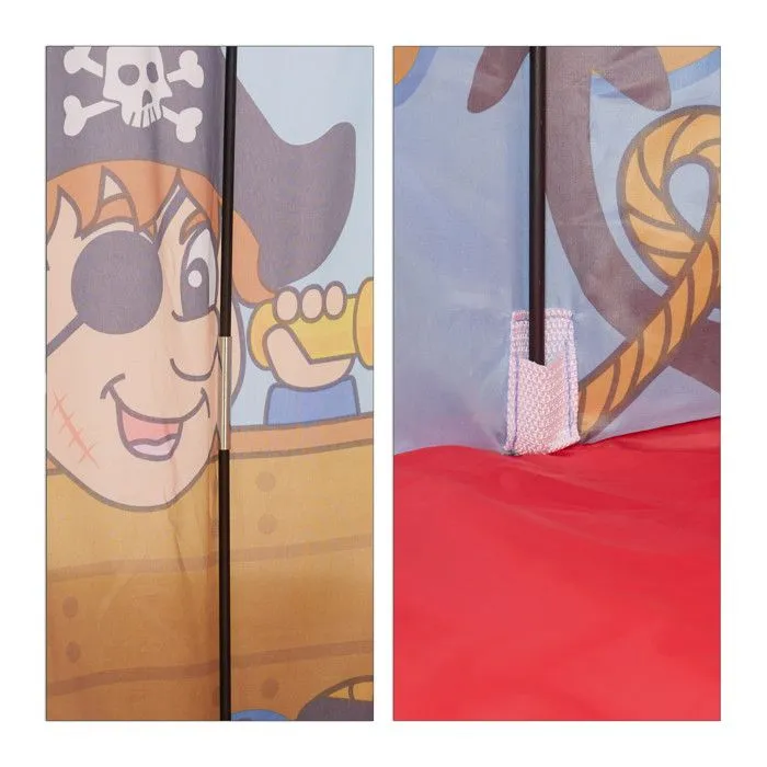 Relaxdays Tente enfant garçon fille tente de jeu Pirate drapeau extérieur pop-up 3 ans H x D 130 x 100 cm, rouge bleu-5