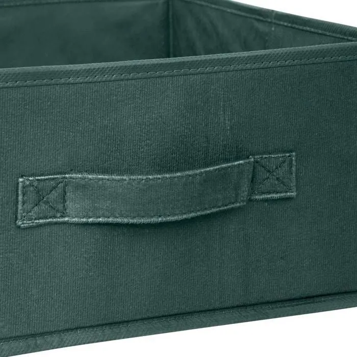 Boîte de Rangement en Velours Vert Kaki - FIVE - 31 x 31 x 15 cm - Polypropylène et Polyester-2