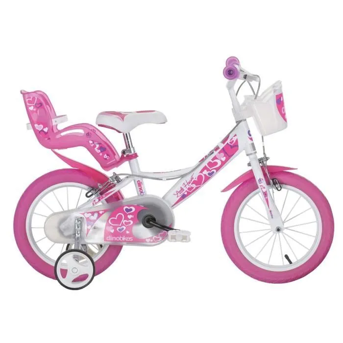 Velo Enfant 14" DINOBIKES HEARTS - 4 à 6 Ans - Blanc-0