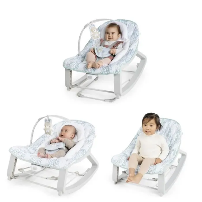 INGENUITY Transat bébé bascule évolutif 3-en-1 Keep Cozy -Spruce- 3 Positions: arche avec jouets peluches amovible, 0 à 30 mois-8