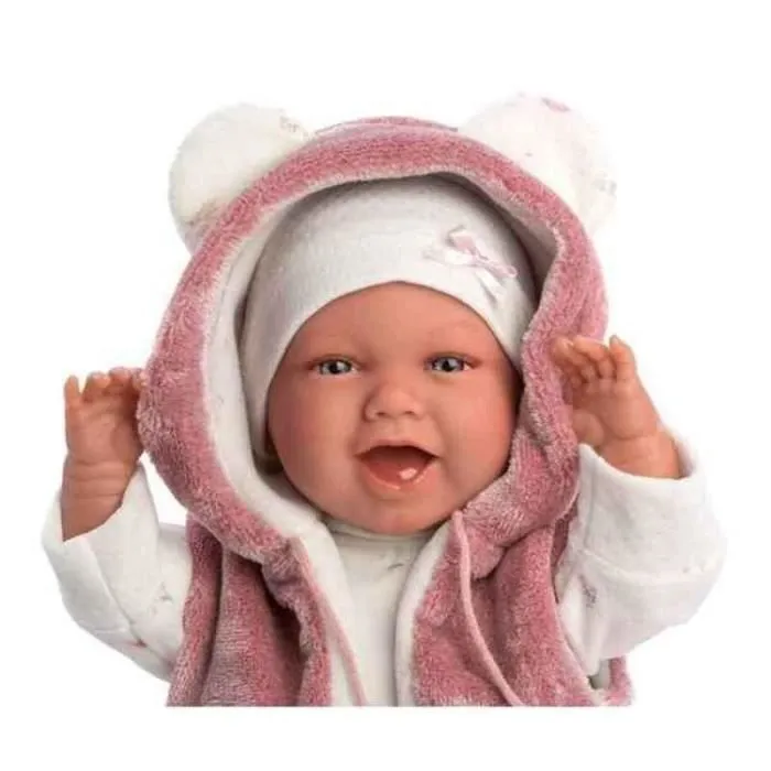 Llorens Mimi Poupée Mimi avec Yeux Bleus et Corps Souple avec Tenue Rose, Attache-tétine et Couverture Douce avec-0