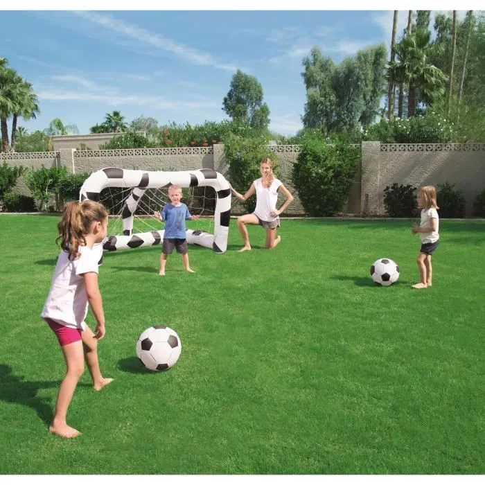 But de football gonflable pour enfant - BESTWAY - Dimensions 213x177x125cm - PVC - Blanc et noir-1