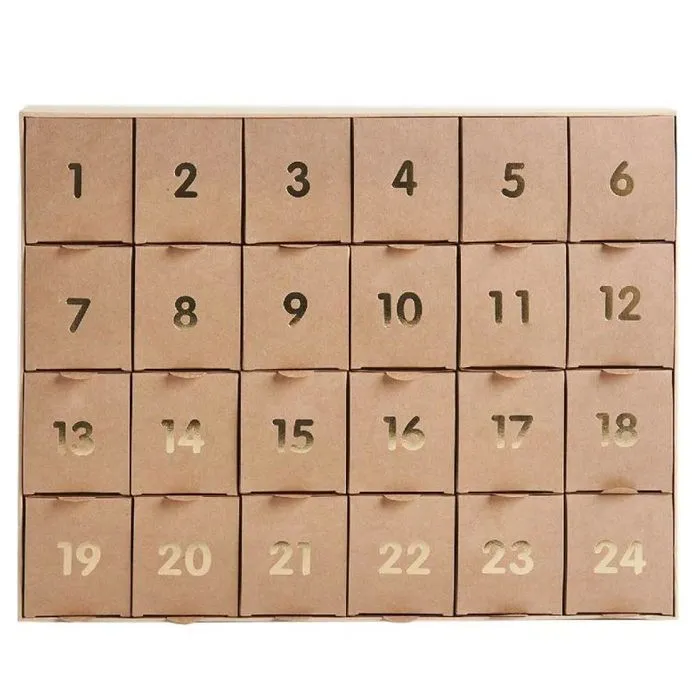 Calendrier de l'Avent Kraft/Doré à décorer-0