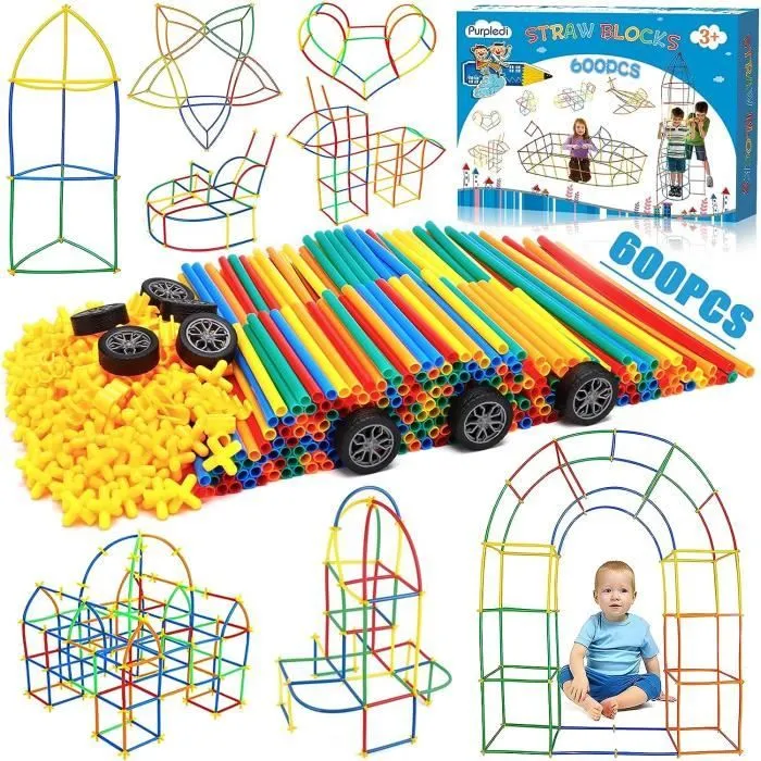 Jeu d'assemblage en paille 600pcs - ZGEER - Construction créative pour enfant-0