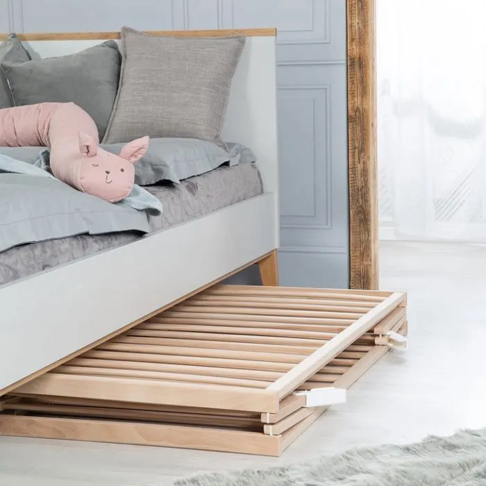ROBA Lit Bébé Pliant 60x120 cm en Bois Massif - Fold Up - Hauteur Réglable - Roulettes à Freins - Naturel-1