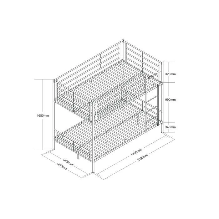 Lit Superposé Victoria 4 Places – Blanc – Métal – Sommier Inclus - 140 x 190 cm-3