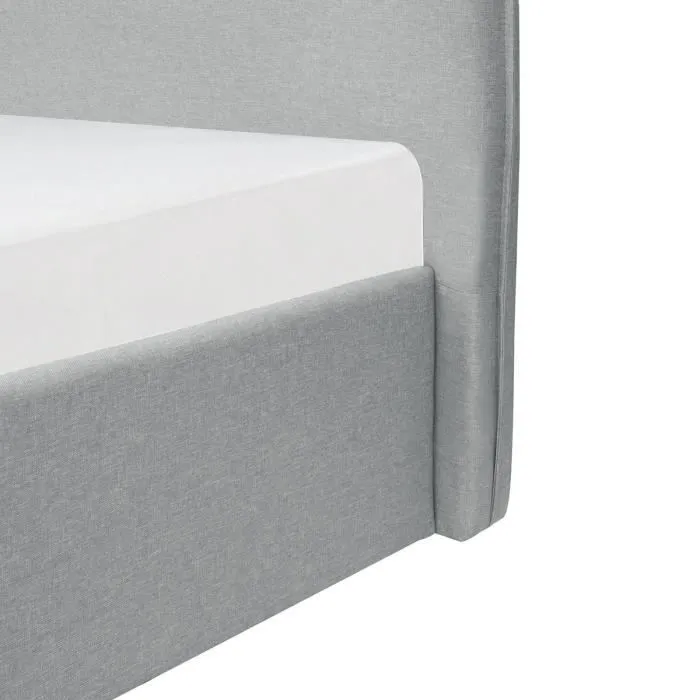CUSHION Lit coffre adulte 160x200 cm - Classique - Tissu Gris clair - Sommier inclus-4