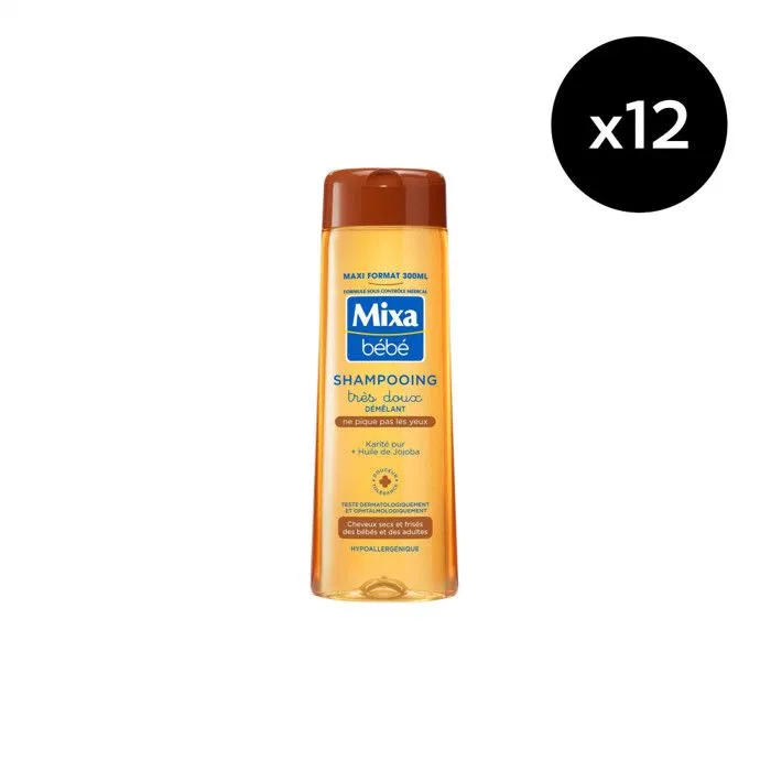Lot de 12 - Mixa Bébé Shampooing Démêlant Très Doux Karité 300ml-0