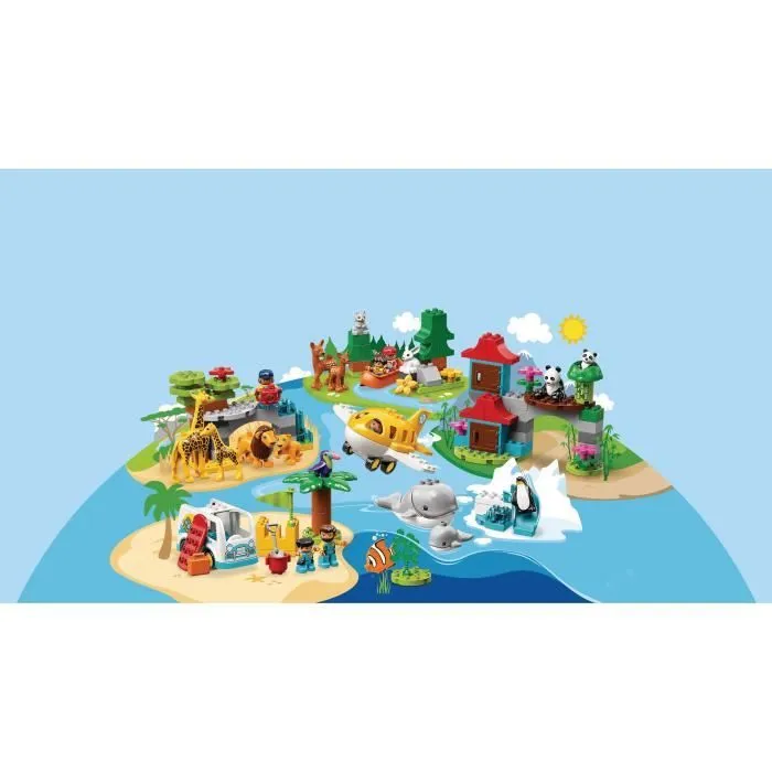 LEGO® 10907 DUPLO Les Animaux du Monde Jouet Éducatif pour Enfant de 2 - 5 ans incluant des figurines, un Avion et 15 Animaux Duplo-4