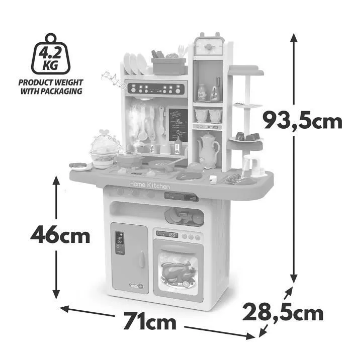 Kinderplay Cuisine Enfant - Avec éclairage et effets sonores, 65 Accessoires, Hauteur De La Cuisine 93.5 cm-3