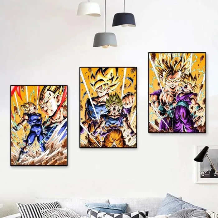 Toile Sangohan 50x70cm - Chambre Bébé Garcon Fille - Affiche Décorative Poster Décoration Maison- Dragon Ball-1
