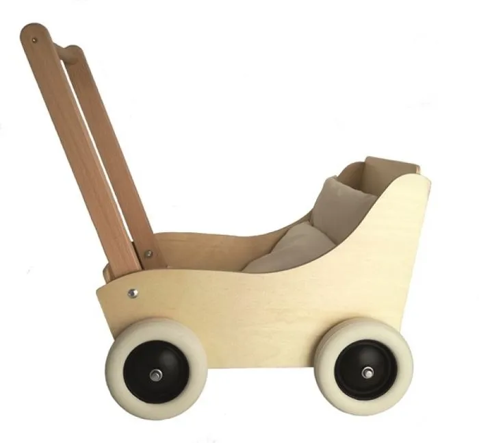 Landau en bois - Jouets par univers - Hêtre - Tissus naturels - 53x33x52 cm - Mixte 3 ans-0