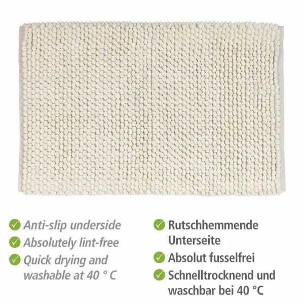 WENKO Tapis de bain Urdu, Tapis salle de bain anitdérapant, coton mélangé, 60x90 cm, Ecru-2