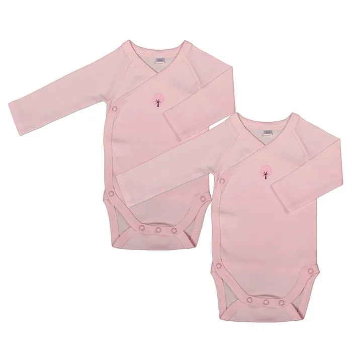2 Bodies manches longues Coton bio Rose - Éveil et Nature-0