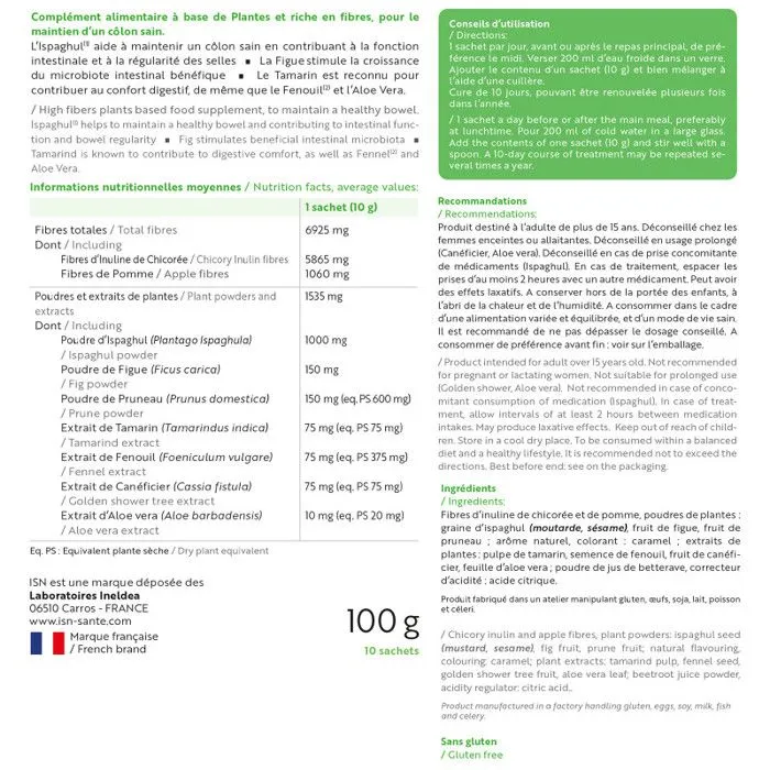 ISN - DETOX COLON - Santé & détoxification du côlon - Riche en fibres et extraits de plantes - Cure 10j-1