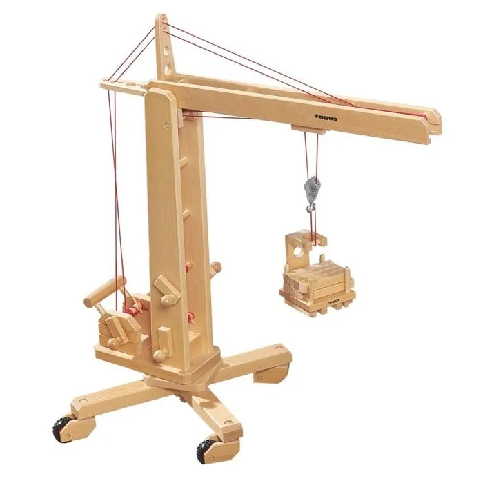 Grue à tour en bois - Fagus - Avec poulie et cordes - Pour enfant de 3 ans et plus - Utilisation intérieure-0
