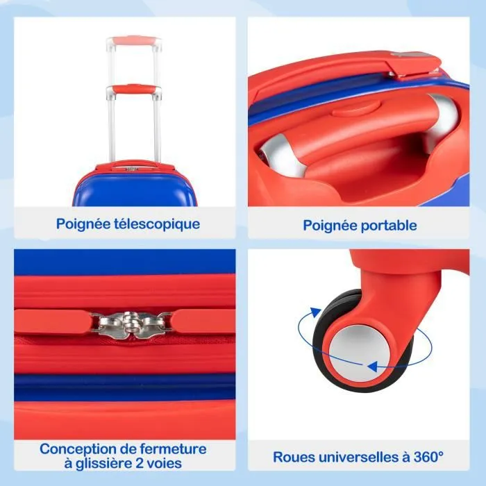 Valise Cabine Enfant 18”+ Sac à Dos 12,5” - COSTWAY - Dinosaure - Poignée Rétractable - Étanche-2