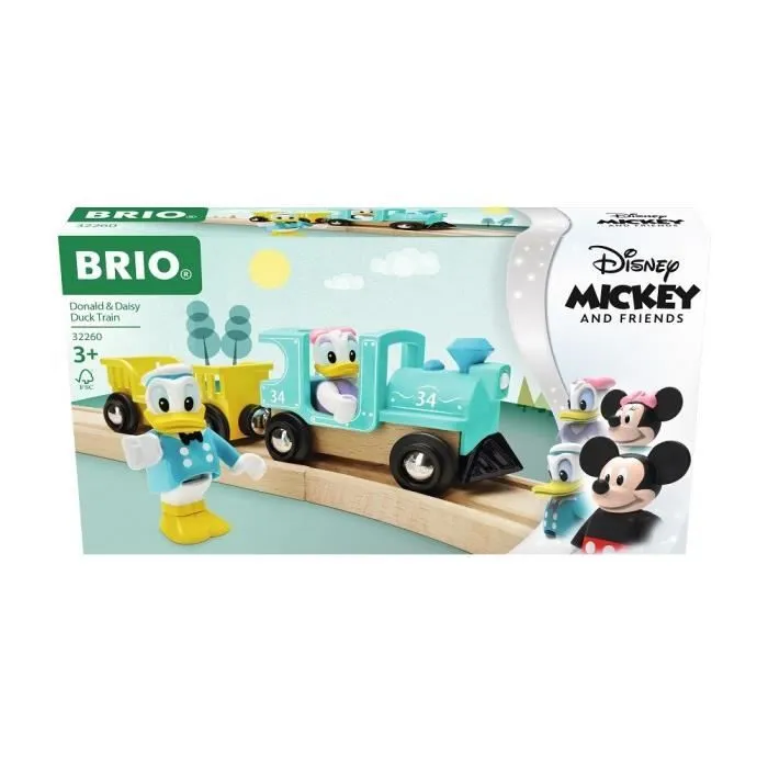 DISNEY Brio Train de Donald & Daisy Duck - Train sans pile pour circuit de train en bois - Ravensburger - Dès 3 ans - 32260-3