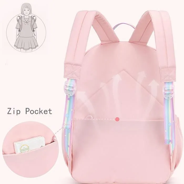 Sac dos Kawaii Fille Sac dcole Cartable Fille Primaire pour 6 8 10 Enfants Filles avec dcor trucs Rose ROSE-2
