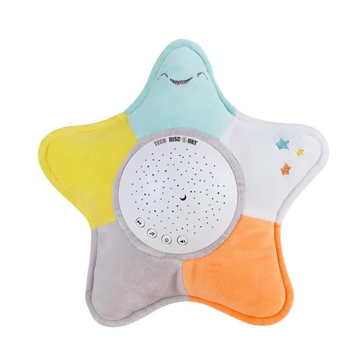 Lampe de projection étoile à cinq branches ciel étoilé bébé enfants apaiser la musique lumineuse en peluche-0