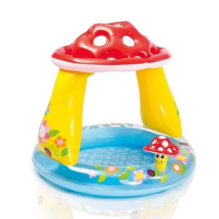Piscine gonflable enfant INTEX - Pataugeoire carrée champignon - 102x89 CM - 45 litres-0