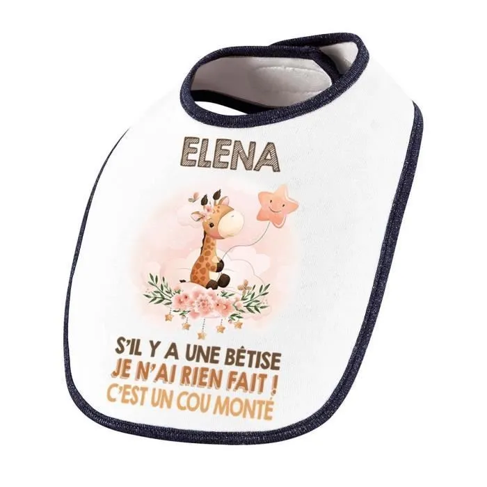Bavoir Elena Cou Monté Girafe | Cadeau Naissance Baby Shower Noël Anniversaire Enfant Nourrisson-0