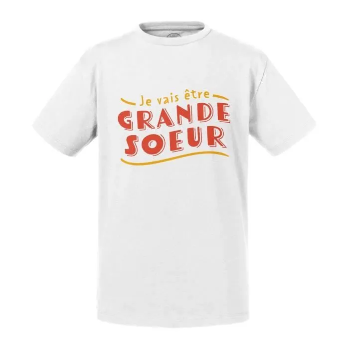 T-shirt Enfant - FABULOUS - Je vais être Grande Soeur - Blanc - Manches courtes - 50% coton-0