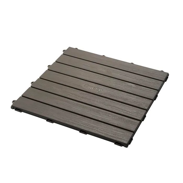Smoby - Set de 6 dalles - Plancher de Maison - Anti-UV - 45x45cm - Effet texturé bois - Plastique 100% recyclé - Fabriqué en France-0