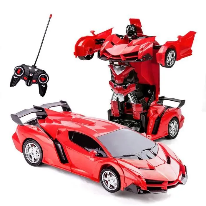 SHOP-STORY - Voiture télécommandée transformable en robot - Rouge-0