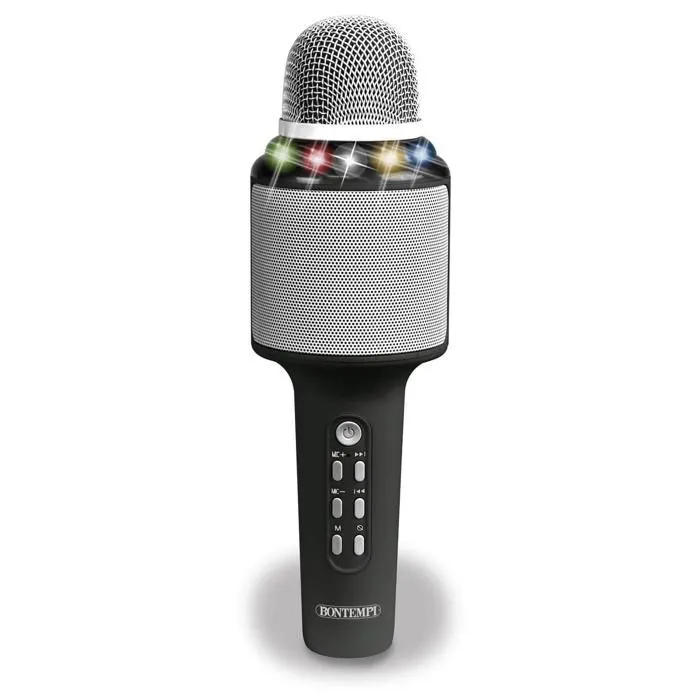 Micro karaoké avec connexion sans fil, effets lumineux et cable USB C-1