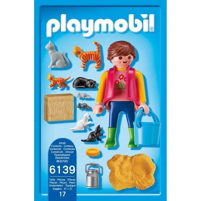 PLAYMOBIL - Country - Soigneur avec Chats - La Vie A La Ferme - Accessoires inclus-1
