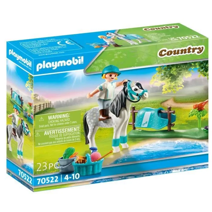 Country Cavalière avec poney gris-0