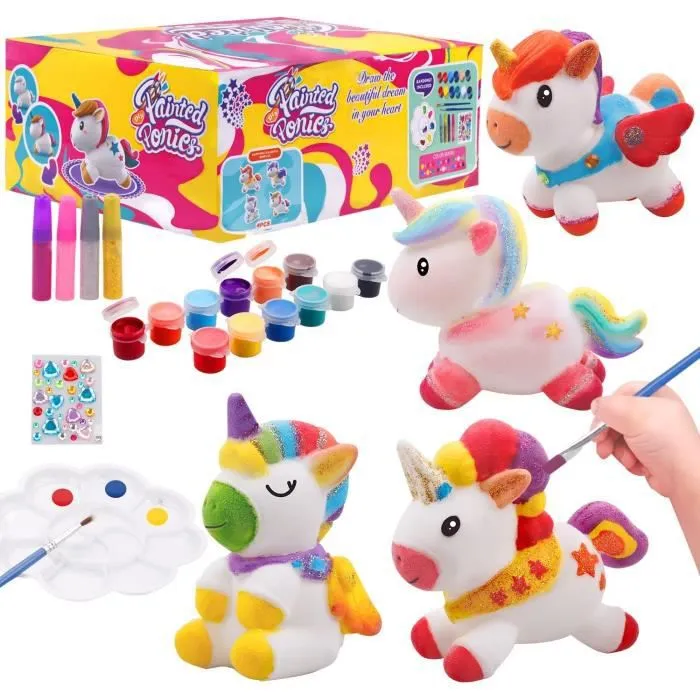 Bebeboutik Licorne Fille Kit de Peinture Jouet Licorne Fille Peinture Activites Manuelles de Cadeaux d anniversaire de 3 a 10 ans Cadeaux Noel