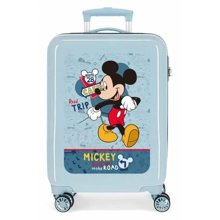 Valise enfant - Disney - Valise cabine Mickey "Road Trip" - 55 x 38 x 20 cm - Bleu ciel-0