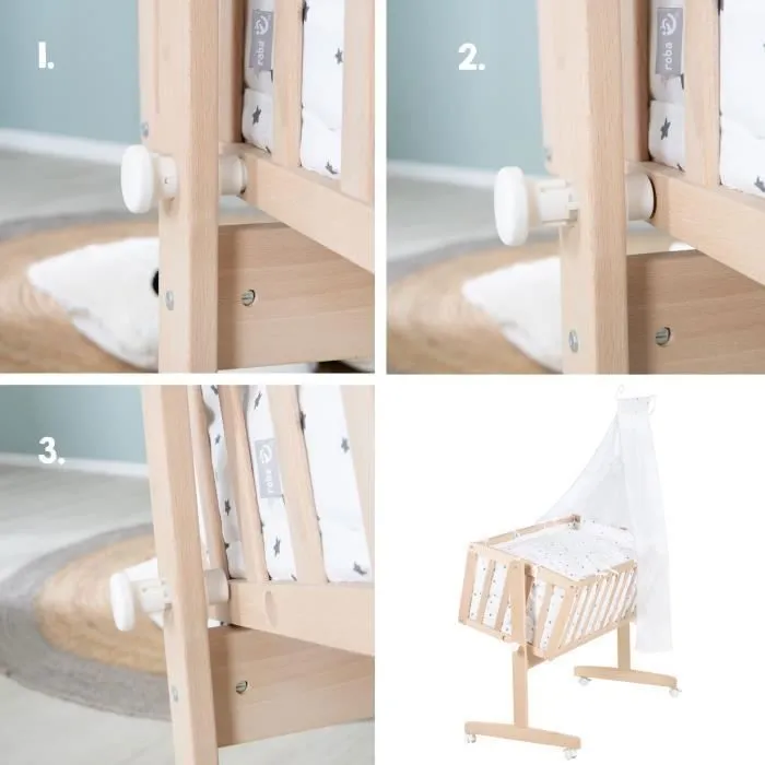 Berceau Bébé ROBA Star Magic - Bois de Hêtre - Matelas Inclus - 40x90cm-2