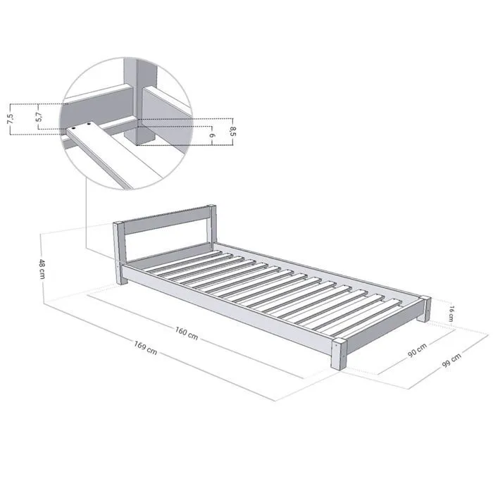Lit enfant DREAMY 90 x 160 blanc-2