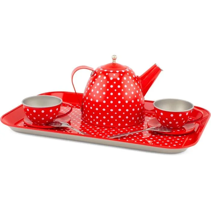 Ulysse - Dinette en métal rouge à pois-0