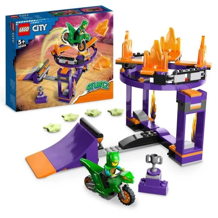 LEGO® City Stuntz 60359 Le Défi de Cascade : le Tremplin, Jouet 2-en-1 avec Moto Dinosaure-0