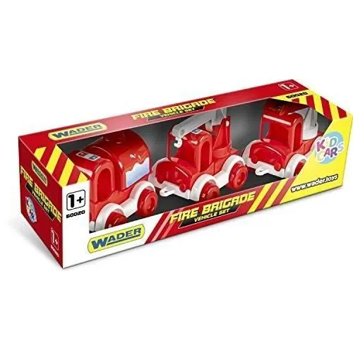 Kit de jeu pour enfant avec pompiers - WADER 60023 - 3 véhicules rouges-0