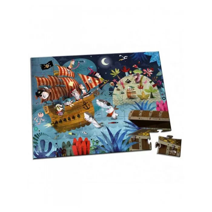 Puzzle enfant - JANOD - Chasse au trésor - 36 pièces - Valisette illustrée-2