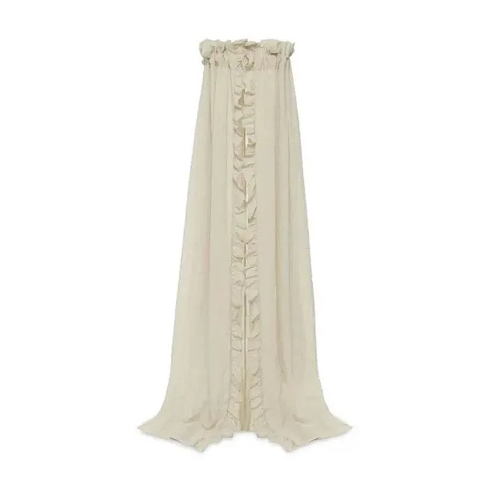 Ciel de lit Voile Moustiquaire 155cm Ruffle Nougat Beige Jollein-0
