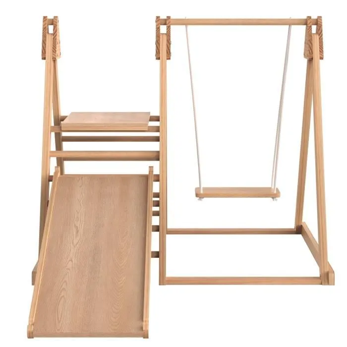 Aire de jeux d'intérieur - MODERNLUXE - 3 en 1 - Bois massif - 30 kg - Pour enfants à partir de 3 ans-1