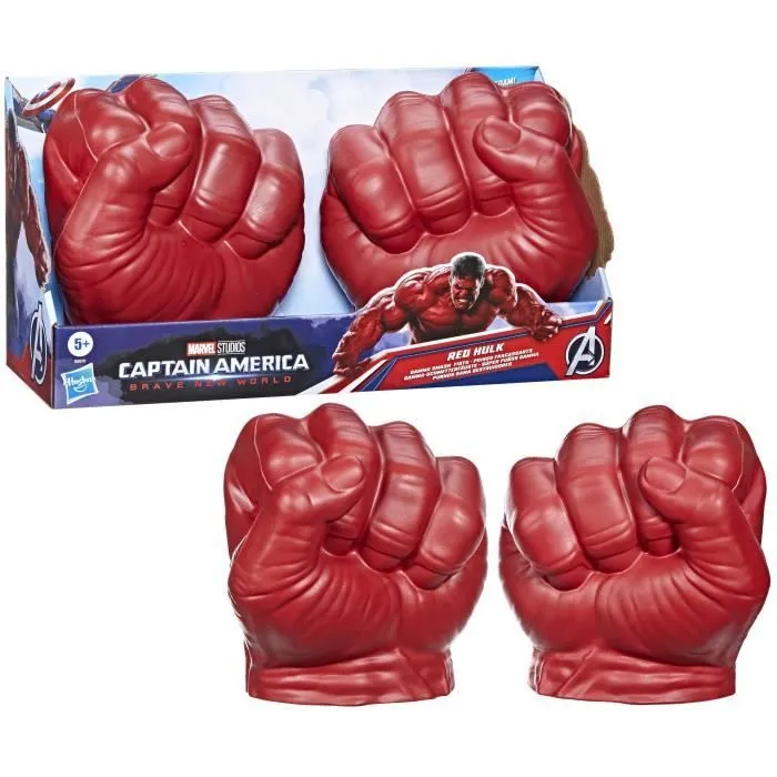 Marvel Avengers Captain America: Brave New World, Poings fracassants de Red Hulk, jouet de déguisement-0