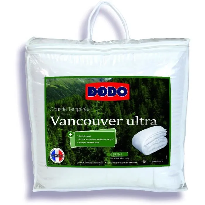 Couette 240 x 260 cm - DODO - Tempérée - 100% fibre polyester - Pour 2 personnes - Blanc-0