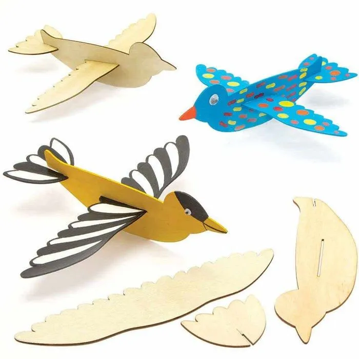 Jeu de peinture Baker ross - FC704 - Planeur Enfant en Bois motif Oiseau - Lot de 8, Activites Manuelles Enfant ()-0