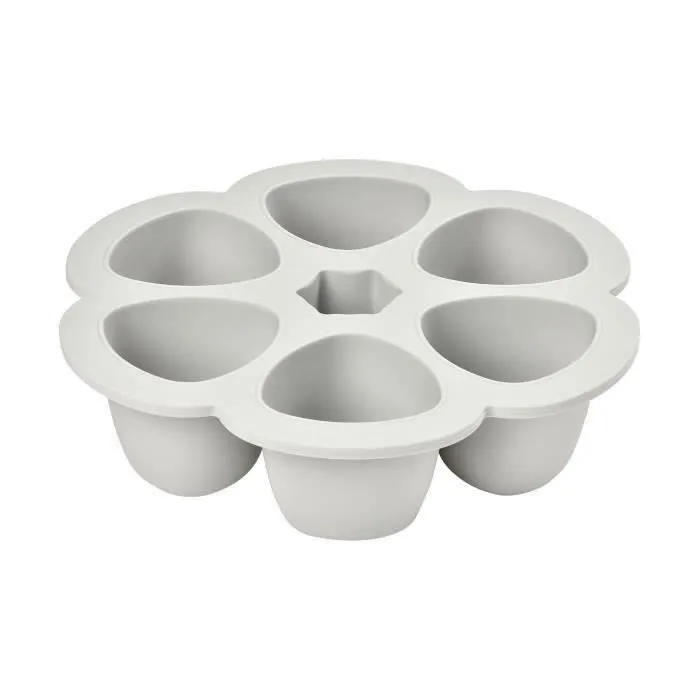 BEABA Multiportions en silicone de qualité premium, résistance thermique, couvercle hermétique, Fabriqué en Italie, 6x150 ml, gris-4